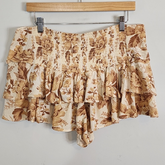 NWT Free People Days Gone By Womens Floral Tiered Cotton Linen Shorts Size XL - Picture 7 of 11